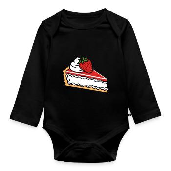 Tarte aux fraises - Body Bébé bio manches longues - noir - Devant