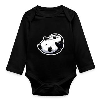 Gros pingouin drôle pingouin cadeau - Body Bébé bio manches longues - noir - Devant