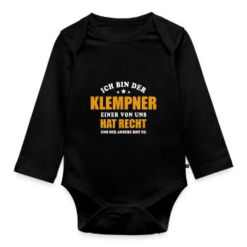 Ich bin der Klempner - einer von uns hat Recht - Baby Bio-Langarm-Body - Schwarz - Vorne