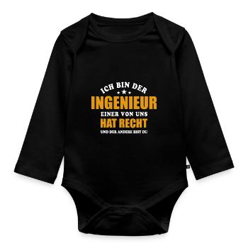 Ich bin der Ingenieur - einer von uns hat Recht - Baby Bio-Langarm-Body - Schwarz - Vorne