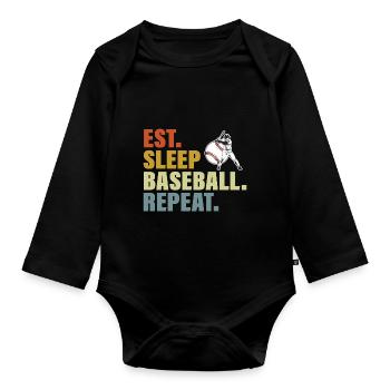 Manger Dormir Baseball Répéter Drôle De Baseball Amateur - Body Bébé bio manches longues - noir - Devant
