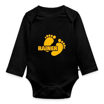 Geburt Rainer - Baby Bio-Langarm-Body - Schwarz - Vorne