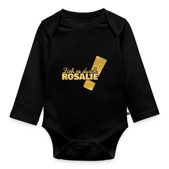 Prénom Rosalie - Body Bébé bio manches longues - noir - Devant