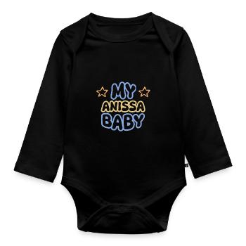 Geschenk für Anissa - Baby Bio-Langarm-Body - Schwarz - Vorne