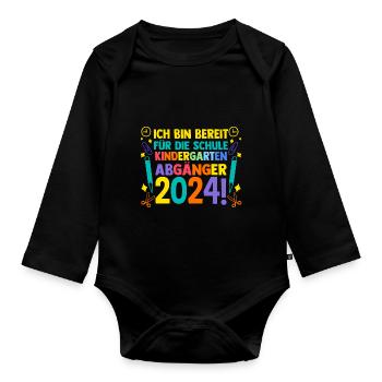 10th Grade School Child Back to School Kindergarten Kita - Organic Longsleeve Baby Bodysuit - black - Front
