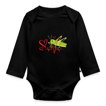 Sauterelle - Body Bébé bio manches longues - noir - Devant