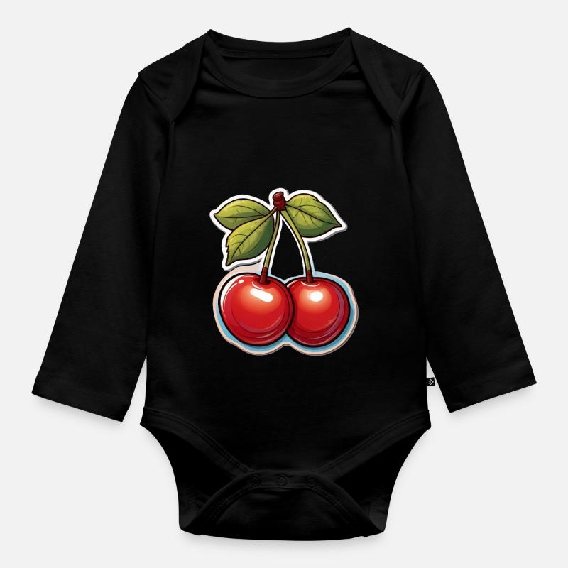 Leckere rote Kirschen - Baby Bio-Langarm-Body - Schwarz