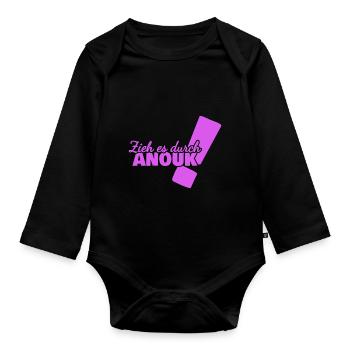 Anouk als Vorname - Baby Bio-Langarm-Body - Schwarz - Vorne