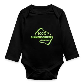 Inland waterway skippers - Organic Longsleeve Baby Bodysuit - black - Front