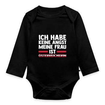 Austrians Austria - Organic Longsleeve Baby Bodysuit - black - Front
