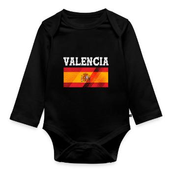 Spanisch Valencia - Baby Bio-Langarm-Body - Schwarz - Vorne