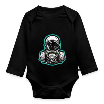 Astronaut - Organic Longsleeve Baby Bodysuit - black - Front