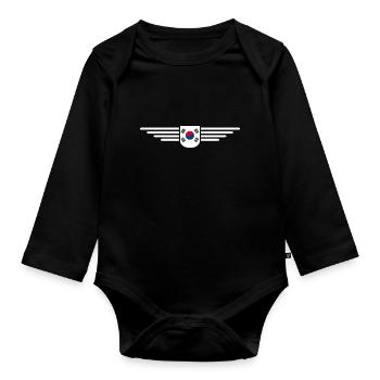 J’aime la Corée du Sud Design T-shirt Outfit - Body Bébé bio manches longues - noir - Devant