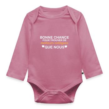 Cadeau depart collegue de travail humour Homme - Body Bébé bio manches longues - mauve - Devant