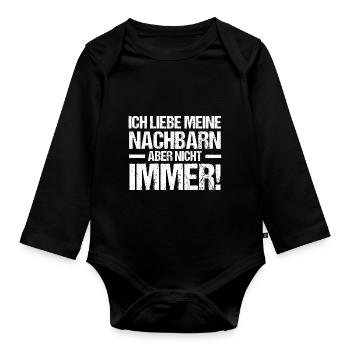 Nachbarschaft Bester Nachbar - Baby Bio-Langarm-Body - Schwarz - Vorne