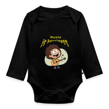 Funny cartoon - Organic Longsleeve Baby Bodysuit - black - Front