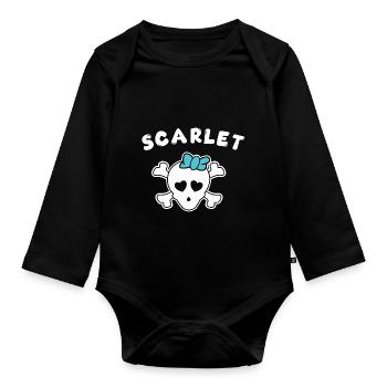 Pirate Scarlet Design for Girls and Women - Organic Longsleeve Baby Bodysuit - black - Front