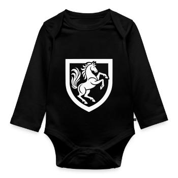 Horse crest - Organic Longsleeve Baby Bodysuit - black - Front