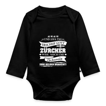 Züricher-Schweiz - Baby Bio-Langarm-Body - Schwarz - Vorne