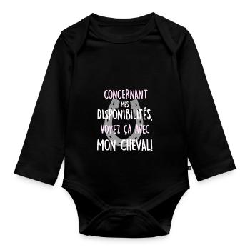 Voyez ça avec mon cheval! - Body Bébé bio manches longues - noir - Devant