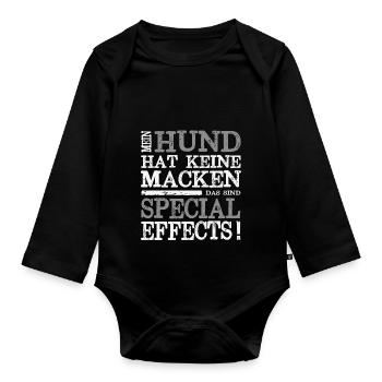 Mein Tier hat Macken Tierfreund Hund Katze Pferd - Baby Bio-Langarm-Body - Schwarz - Vorne