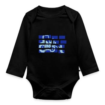 trecker tractor excavator - Organic Longsleeve Baby Bodysuit - black - Front