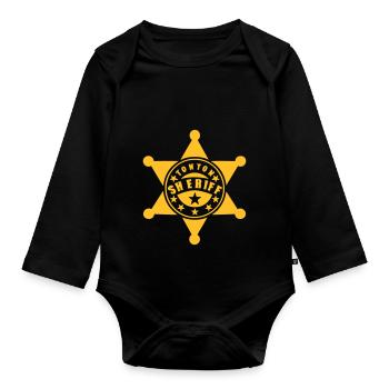 Uncle Sheriff Stern 1 - Baby Bio-Langarm-Body - Schwarz - Vorne