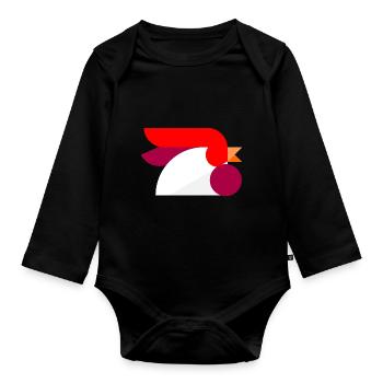 Hahn Logo - Baby Bio-Langarm-Body - Schwarz - Vorne