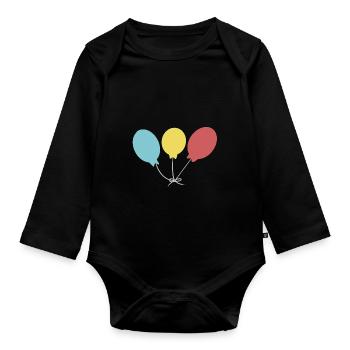 Bunte Luftballons - Baby Bio-Langarm-Body - Schwarz - Vorne