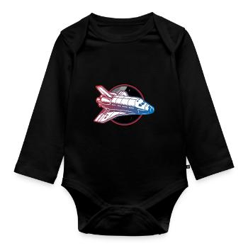 spaceship space shuttle - Baby Bio-Langarm-Body - Schwarz - Vorne
