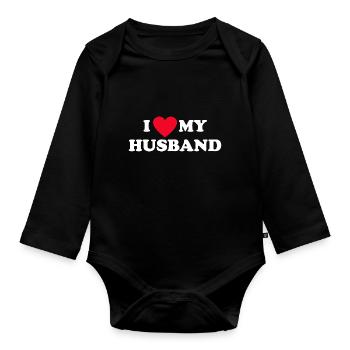 I Love My Husband - Organic Longsleeve Baby Bodysuit - black - Front