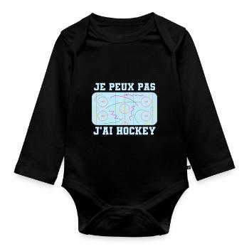 Terrain de jeu de hockey Je Peux Pas J'ai Hockey - Body Bébé bio manches longues - noir - Devant