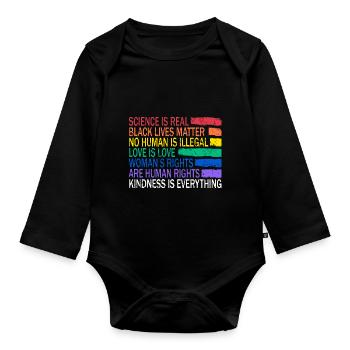 Rainbow Regenbogen Lesbe Pride LGBTQ Kleidung Mann - Baby Bio-Langarm-Body - Schwarz - Vorne