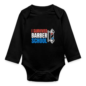 Barber Barbier Coiffeur homme Barbershop - Body Bébé bio manches longues - noir - Devant