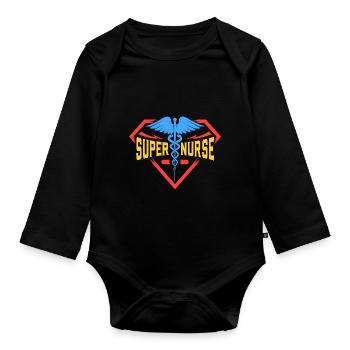 Super infirmière cadeau pour un cadeau - Body Bébé bio manches longues - noir - Devant