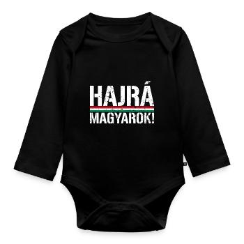 Hajrá Magyarok Ungarn Ungarische Flagge - Baby Bio-Langarm-Body - Schwarz - Vorne