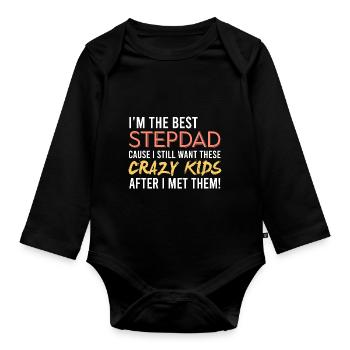Best Stepfather Funny Dad Love Father's Day Par - Organic Longsleeve Baby Bodysuit - black - Front