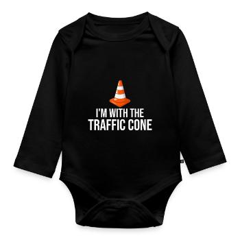 Traffic cone guide cone Traffic sign Hüterl - Organic Longsleeve Baby Bodysuit - black - Front