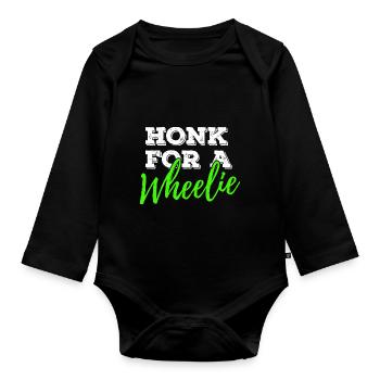 Klaxonner pour un vélo de moto Wheelie disant - Body Bébé bio manches longues - noir - Devant