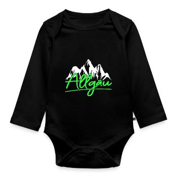 Allgäu Berge Wandern Klettern - Baby Bio-Langarm-Body - Schwarz - Vorne