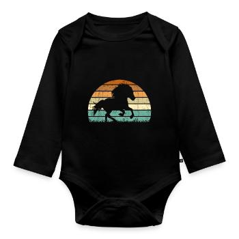 Cheval islandais Tölt Icelandic Retro Vintage - Body Bébé bio manches longues - noir - Devant