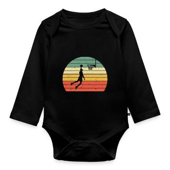 Basket Vintage Retro Dunk - Body Bébé bio manches longues - noir - Devant