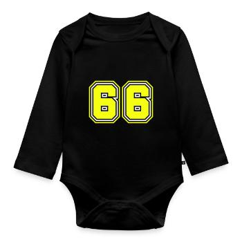 66 number symbol - Organic Longsleeve Baby Bodysuit - black - Front