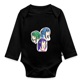Die Drillinge 💚💜💙 - Baby Bio-Langarm-Body - Schwarz - Vorne