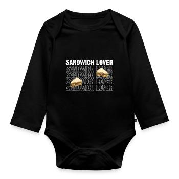 Sandwich Cheese Love Food Fast Food - Organic Longsleeve Baby Bodysuit - black - Front