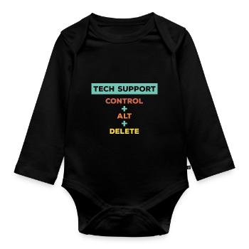 Ctrl Alt Delete Tech Support - Organic Longsleeve Baby Bodysuit - black - Front