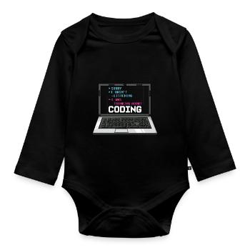 Programmeur Programmation Ordinateur Développeur Pc - Body Bébé bio manches longues - noir - Devant