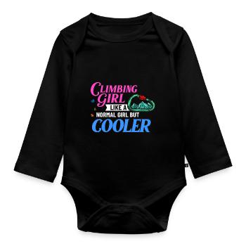 Felsklettern Klettern Indoor Bouldern Mädchen Wand - Baby Bio-Langarm-Body - Schwarz - Vorne