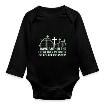 Roller Coaster Amusement Park Amusement Park - Organic Longsleeve Baby Bodysuit - black - Front