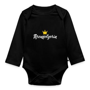 Thronfolgerin Baby Geschenk zur Geburt Mädchen - Baby Bio-Langarm-Body - Schwarz - Vorne